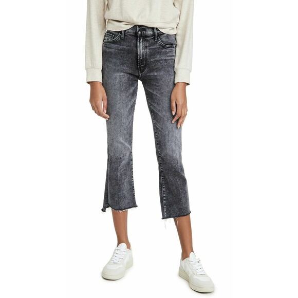 Mother The Insider Crop Step Fray Size 27 Train Stops Black Stretch Denim Staple - Picture 1 of 14
